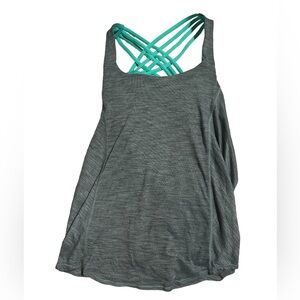 Lululemon wild tank heathered slate&bali breeze with built in bra size 2